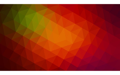 Multicolor dark red, green polygonal design illustration, which consist of triangles and gradient in origami style.