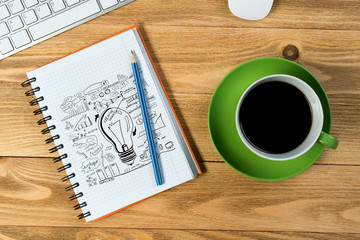 Business workplace with stuff