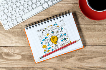 Business workplace with stuff