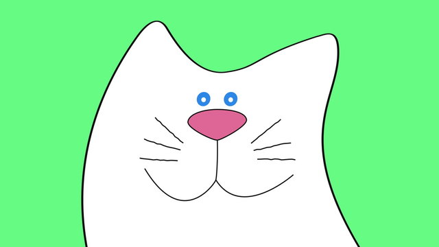 Funny comic cartoon cat. CG Animation with luma alpha matte channel mask. 4K UHD video footage.