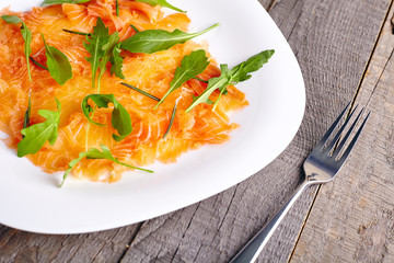 Salmon carpaccio close up