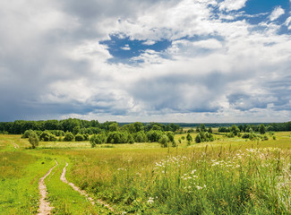 Approach of thunderstorm. Kaluga region of Russia