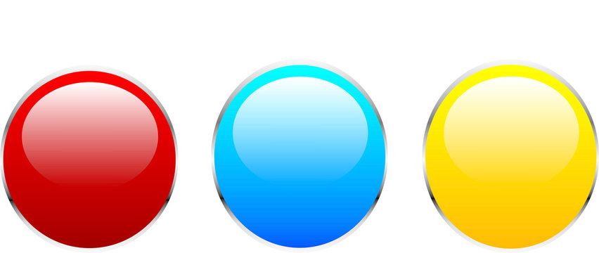 Three buttons of red blue and yellow
