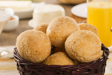 Brazilian cheese buns . Table cafe in the morning with cheese bread.