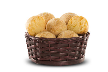 Brazilian cheese buns in white background.