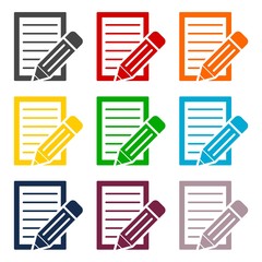 Document With Pencil Icons set