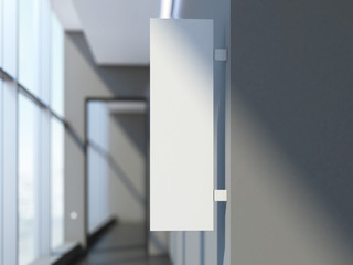 White vertical signboard in the office interior. 3d rendering