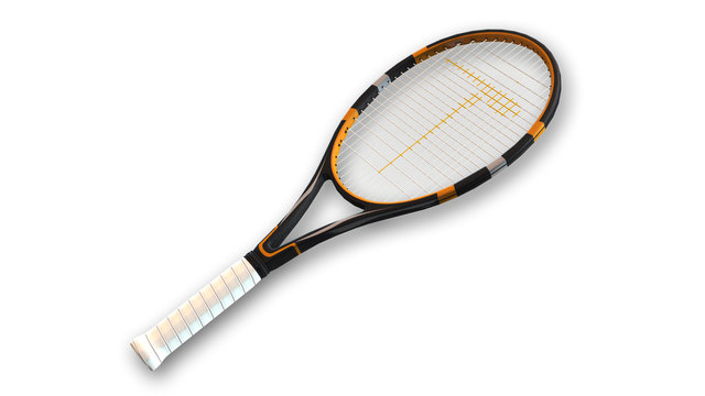 Tennis racket, sports equipment isolated on white background