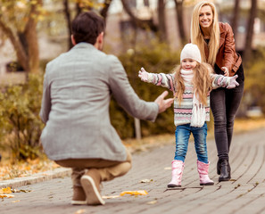 Family walk autumn