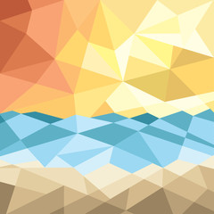 Abstract beach sunset background with geometric elements