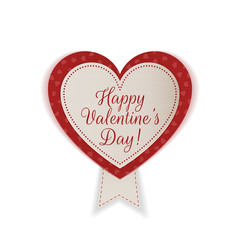 Valentines Day realistic textile Heart Emblem