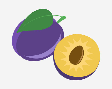 Flat icon fruit plum