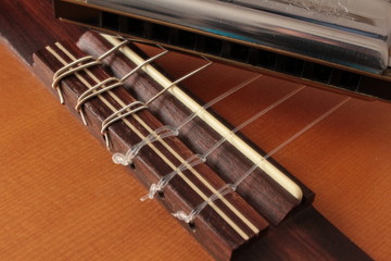 Guitar strings on a stand