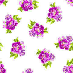 Fototapeta na wymiar Seamless floral pattern with peonies