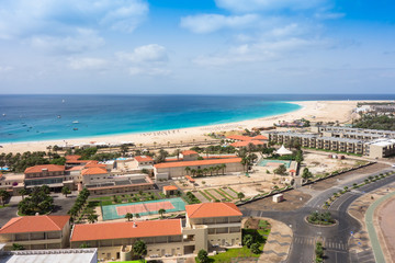 Aerial view of Santa Maria beach in Sal Island Cape Verde - Cabo
