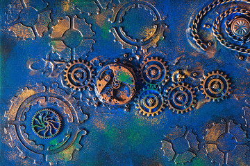 handmade steampunk background mechanical cogs wheels clockwork