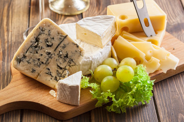 Set of different cheeses