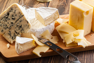 Set of different cheeses