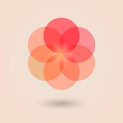 Red Flower of Life.Vector illustration
