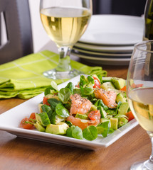 Fresh salad with salmon