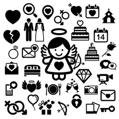 Valentine's day icons set.