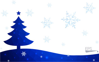 Naklejka na ściany i meble Blue postcard low polygon style christmas tree vector illustration consisting of triangles.