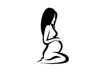 Силуэт беременная женщина сидит 