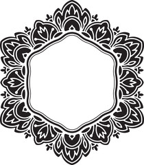 Unusual, hexagonal, black lace frame, decorative element with em