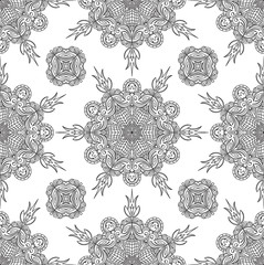 Seamless Abstract Tribal Black-White Pattern. Hand Drawn Ethnic