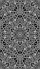 Seamless Abstract Tribal Black-White Pattern. Hand Drawn Ethnic