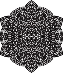 Abstract black vector round lace design - mandala, decorative el