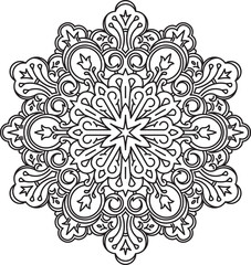 Round asymmetrical decorative element - lace mandala in zentangl