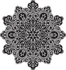 Abstract black vector round lace design - mandala, decorative el