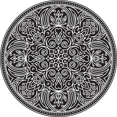 Abstract vector black round lace design - mandala, ethnic decora
