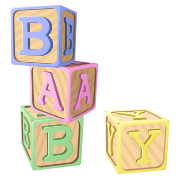 Vector Illustration Of Pastel-colored Alphabet Blocks Spelling Out The Word 