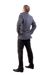 back view of Business man  looks ahead