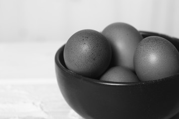 Fresh raw eggs in plate