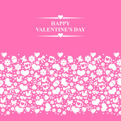 Fototapeta na wymiar Valentines card with horizontal valentines ornament on pink back