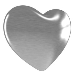 Brushed Silver Heart Symbol Isolated on White Background