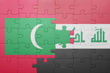 puzzle with the national flag of maldives and iraq