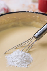 Pancakes mixture with baking powder