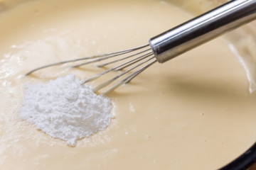 Pancakes mixture with baking powder