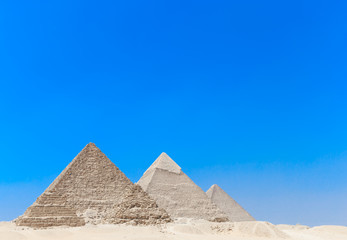pyramids with a beautiful sky of Giza in Cairo, Egypt.