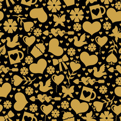 Fototapeta premium Valentines day pattern seamless with gold valentines element