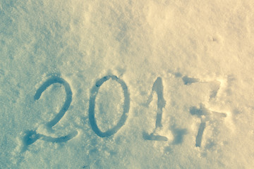 2017 on the snow for the new year and Christmas. Vintage filter applied.