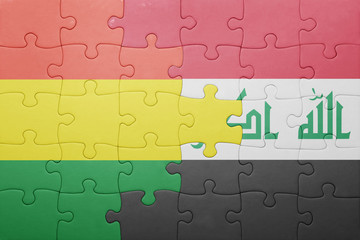 puzzle with the national flag of bolivia and iraq