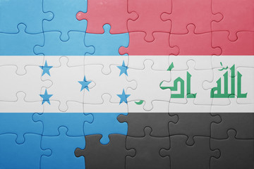 puzzle with the national flag of honduras and iraq