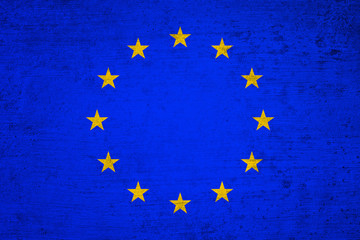 Aged old textured Europe Union flag. Grunge filter effect used.