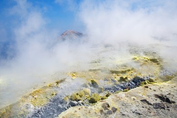 Fumaroles on the volcano Gran Crater, Volcano Island,Aeolian (Lipari) Islands, Italy