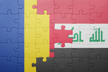 Fototapeta premium puzzle with the national flag of romania and iraq
